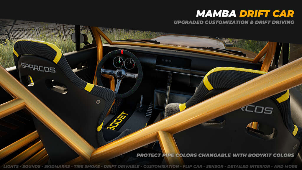 DRIVABLE DRIFT CAR MAMBA (Customizable) in Blueprints - UE